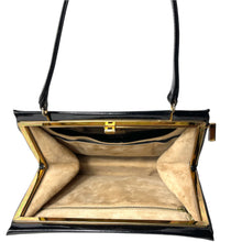Load image into Gallery viewer, Vintage 50s/60s Black Patent Leather Classic Top Handle Bag Side Clasp Waldybag-Vintage Handbag, Top Handle Bag-Brand Spanking Vintage