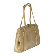 Load image into Gallery viewer, Vintage 50s/60s Dainty Buttercream Lizard Skin Top Handle Bag by Marquessa Made in England-Vintage Handbag, Exotic Skins-Brand Spanking Vintage