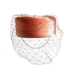 Load image into Gallery viewer, Vintage 50s 60s Bronze/ Copper Brown Pill Box Hat w/ Veil-Accessories, For Her-Brand Spanking Vintage