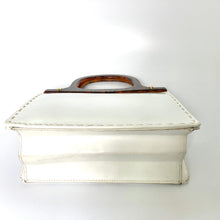 Load image into Gallery viewer, Vintage 60s/70s White Patent Leather Handbag with Lucite Handles by Widegate-Vintage Handbag, Top Handle Bag-Brand Spanking Vintage