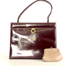 Load image into Gallery viewer, Vintage 60s/70s Rayne Burgundy Red Patent Top Handle Handbag and Matching Coin Purse-Vintage Handbag, Top Handle Bag-Brand Spanking Vintage