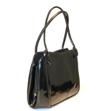 Load image into Gallery viewer, Vintage 50s/60s Handbag Black Patent Leather w/ Matching Black Silk Coin Purse Waldybag-Vintage Handbag, Top Handle Bag-Brand Spanking Vintage