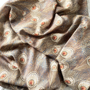 Vintage Liberty Of London Varuna Wool Wrap/Shawl In Sought After "Hera' Design In Camel/Taupe/Airforce Blue-Scarves-Brand Spanking Vintage