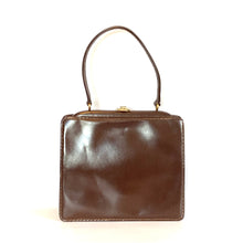 Load image into Gallery viewer, Vintage 60s/70s Classic Dainty Dark Chestnut Brown Patent Leather Top Handle Bag By Waldybag-Vintage Handbag, Top Handle Bag-Brand Spanking Vintage