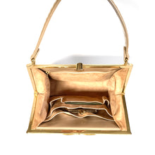 Load image into Gallery viewer, Vintage Handbag 50s/60s In Nude Pink Pearlescent Leather w/ Coin Purse and Bow Clasp by Lodix-Vintage Handbag, Top Handle Bag-Brand Spanking Vintage