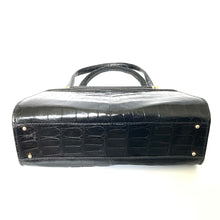 Load image into Gallery viewer, Vintage 60s Glamorous Large Glossy Black Alligator Skin Twin Handle Handbag-Vintage Handbag, Exotic Skins-Brand Spanking Vintage