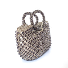 Load image into Gallery viewer, Vintage 60s Rosenfeld Lucite Beaded Resort Hand Basket w/Purse, Silver Grey Made in Italy-Vintage Handbag, Evening Bag-Brand Spanking Vintage