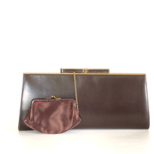 Load image into Gallery viewer, Vintage Elegant 40s/50s Brown Leather Clutch Waldybag Occasion/Evening Bag Bow Clasp and Silk Purse-Vintage Handbag, Clutch Bag-Brand Spanking Vintage