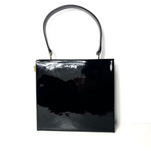 Load image into Gallery viewer, Vintage 50s/60s Black Patent Leather Classic Top Handle Bag Side Clasp Waldybag-Vintage Handbag, Top Handle Bag-Brand Spanking Vintage
