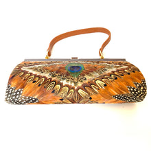 Load image into Gallery viewer, Fabulous Vintage 60s/70s Rare Peacock Feather Clutch Bag w/ Fold Out Handle in Copper Brown and Gold-Vintage Handbag, Clutch Bag-Brand Spanking Vintage
