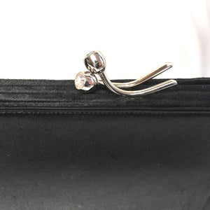 Vintage 40s/50s Luxurious Black Silk Waldybag Evening/Occasion Bag w/Diamanté-Vintage Handbag, Evening Bag-Brand Spanking Vintage