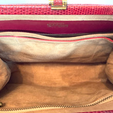 Load image into Gallery viewer, Vintage 60s/70s Rare Raspberry Red Lizard Skin Handbag w/ Coin Purse By Waldybag-Vintage Handbag, Exotic Skins-Brand Spanking Vintage