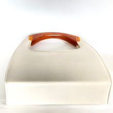 Load image into Gallery viewer, Vintage 60s/70s Handbag In Ivory/Cream Faux Leather With Lucite Tortoiseshell Handle-Vintage Handbag, Large Handbag-Brand Spanking Vintage