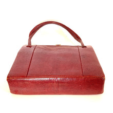 Load image into Gallery viewer, Vintage 60s/70s Rare Raspberry Red Lizard Skin Handbag w/ Coin Purse By Waldybag-Vintage Handbag, Exotic Skins-Brand Spanking Vintage