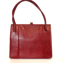 Load image into Gallery viewer, Vintage 60s/70s Rare Raspberry Red Lizard Skin Handbag w/ Coin Purse By Waldybag-Vintage Handbag, Exotic Skins-Brand Spanking Vintage