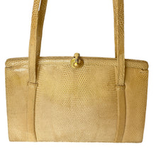 Load image into Gallery viewer, Vintage 50s/60s Dainty Buttercream Lizard Skin Top Handle Bag by Marquessa Made in England-Vintage Handbag, Exotic Skins-Brand Spanking Vintage