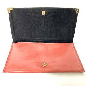 Vintage 70s Pink/Grey/White/Red Slim Leather/Snakeskin Clutch Bag-Vintage Handbag, Clutch Bag-Brand Spanking Vintage