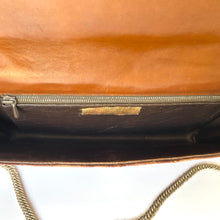 Load image into Gallery viewer, Vintage 50s Elegant Copper Brown Turtle Skin Clutch Bag Silvertone Clasp /Chain by Fior-Vintage Handbag, Exotic Skins-Brand Spanking Vintage