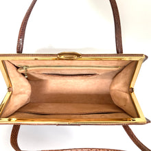 Load image into Gallery viewer, Vintage 60s Milk Chocolate Brown Lizard Skin Classic Twin Handle Handbag/Coin Purse-Vintage Handbag, Exotic Skins-Brand Spanking Vintage