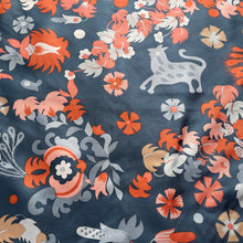 Load image into Gallery viewer, Large Vintage 70s Bayron Silk Scarf in Rich Airforce Blue, Pink, Orange and Ivory-Scarves-Brand Spanking Vintage