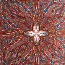 Load image into Gallery viewer, Large Vintage 70s Harrods Silk Scarf in Rich Paisley, Cream, Rust, Burgundy, Blue Made In Italy-Scarves-Brand Spanking Vintage