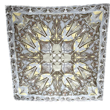 Load image into Gallery viewer, Large Liberty of London Silk Scarf in Ianthe Design in Yellow, Copper, Taupe and Grey-Scarves-Brand Spanking Vintage