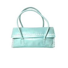 Load image into Gallery viewer, Vintage 70s/80s Pale Turquoise Blue/White Leather Bag Day/Evening/Occasion/Holiday Jane Shilton-Vintage Handbag, Dolly Bag-Brand Spanking Vintage