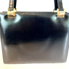 Load image into Gallery viewer, Vintage 60s/70s Classic Black Leather Handbag By Royal Warrant Holder Rayne-Vintage Handbag, Top Handle Bag-Brand Spanking Vintage