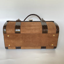 Load image into Gallery viewer, Exquisite Vintage Rare Mappin & Webb 'Speedy' Style Crocodile Skin/Suede Handbag Rich Chocolate Brown-Vintage Handbag, Large Handbag-Brand Spanking Vintage