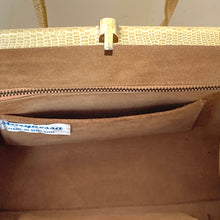 Load image into Gallery viewer, Vintage 50s/60s Dainty Buttercream Lizard Skin Top Handle Bag by Marquessa Made in England-Vintage Handbag, Exotic Skins-Brand Spanking Vintage