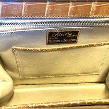 Load image into Gallery viewer, Vintage Caramel Porosus Crocodile Skin Handbag w/ Cream Leather Lining By Riviera Made In England-Vintage Handbag, Exotic Skins-Brand Spanking Vintage