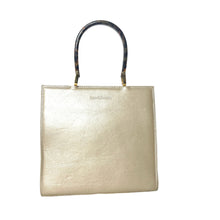 Load image into Gallery viewer, Vintage Dainty Nude Beige Pearlised Leather Handbag Faux Tortoise Handle Russell & Bromley-Vintage Handbag, Top Handle Bag-Brand Spanking Vintage