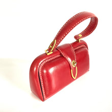 Load image into Gallery viewer, Vintage Rare Pillar Box Red Leather Top Handle bag by Susan Bond Street Postman&#39;s Lock Made in England-Vintage Handbag, Top Handle Bag-Brand Spanking Vintage
