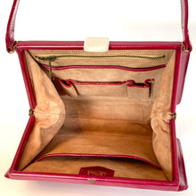 Load image into Gallery viewer, Vintage 50s Fuchsia Pink Pearlescent Leather Handbag with Matching Purse by Lodix-Vintage Handbag, Top Handle Bag-Brand Spanking Vintage