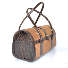 Load image into Gallery viewer, Exquisite Vintage Rare Mappin & Webb 'Speedy' Style Crocodile Skin/Suede Handbag Rich Chocolate Brown-Vintage Handbag, Large Handbag-Brand Spanking Vintage