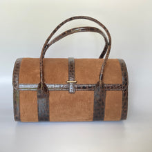 Load image into Gallery viewer, Exquisite Vintage Rare Mappin & Webb 'Speedy' Style Crocodile Skin/Suede Handbag Rich Chocolate Brown-Vintage Handbag, Large Handbag-Brand Spanking Vintage