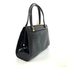 Load image into Gallery viewer, Vintage 60s Glamorous Large Glossy Black Alligator Skin Twin Handle Handbag-Vintage Handbag, Exotic Skins-Brand Spanking Vintage