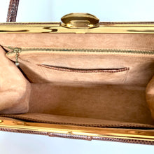 Load image into Gallery viewer, Vintage 60s Milk Chocolate Brown Lizard Skin Classic Twin Handle Handbag/Coin Purse-Vintage Handbag, Exotic Skins-Brand Spanking Vintage