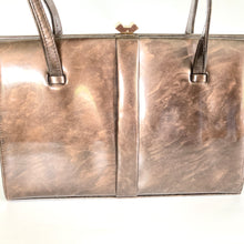 Load image into Gallery viewer, Vintage Handbag 60s/70s In Chocolate Brown Mottled Patent Leather by Meadows Regent St-Vintage Handbag, Top Handle Bag-Brand Spanking Vintage