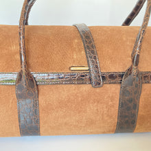 Load image into Gallery viewer, Exquisite Vintage Rare Mappin & Webb 'Speedy' Style Crocodile Skin/Suede Handbag Rich Chocolate Brown-Vintage Handbag, Large Handbag-Brand Spanking Vintage