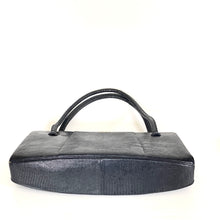 Load image into Gallery viewer, Vintage 50s/60s Long Slim Top Handle Bag By Waldybag In Navy Lizard Skin-Vintage Handbag, Exotic Skins-Brand Spanking Vintage
