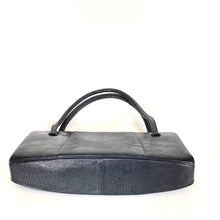 Load image into Gallery viewer, Vintage 50s/60s Long Slim Top Handle Bag By Waldybag In Navy Lizard Skin-Vintage Handbag, Exotic Skins-Brand Spanking Vintage