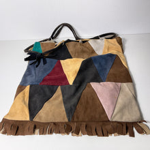Load image into Gallery viewer, Vintage 70s Suede Leather Multicolour Patchwork Shoulder Tote Bag-Vintage Handbag, Clutch Bag,dolly bag-Brand Spanking Vintage
