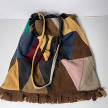 Load image into Gallery viewer, Vintage 70s Suede Leather Multicolour Patchwork Shoulder Tote Bag-Vintage Handbag, Clutch Bag,dolly bag-Brand Spanking Vintage