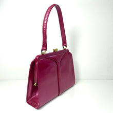 Load image into Gallery viewer, Vintage 50s Fuchsia Pink Pearlescent Leather Handbag by Lodix-Vintage Handbag, Top Handle Bag-Brand Spanking Vintage
