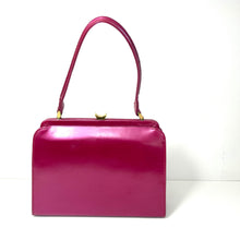 Load image into Gallery viewer, Vintage 50s Fuchsia Pink Pearlescent Leather Handbag by Lodix-Vintage Handbag, Top Handle Bag-Brand Spanking Vintage