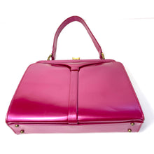 Load image into Gallery viewer, Vintage 50s Fuchsia Pink Pearlescent Leather Handbag by Lodix-Vintage Handbag, Top Handle Bag-Brand Spanking Vintage