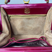 Load image into Gallery viewer, Vintage 50s Fuchsia Pink Pearlescent Leather Handbag by Lodix-Vintage Handbag, Top Handle Bag-Brand Spanking Vintage