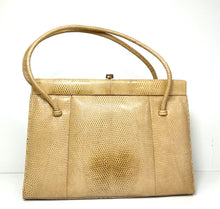 Load image into Gallery viewer, Vintage 50s Creamy Beige Lizard Skin Classic Handbag with Matching Purse by Waldybag-Vintage Handbag, Exotic Skins-Brand Spanking Vintage