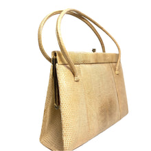 Load image into Gallery viewer, Vintage 50s Creamy Beige Lizard Skin Classic Handbag with Matching Purse by Waldybag-Vintage Handbag, Exotic Skins-Brand Spanking Vintage